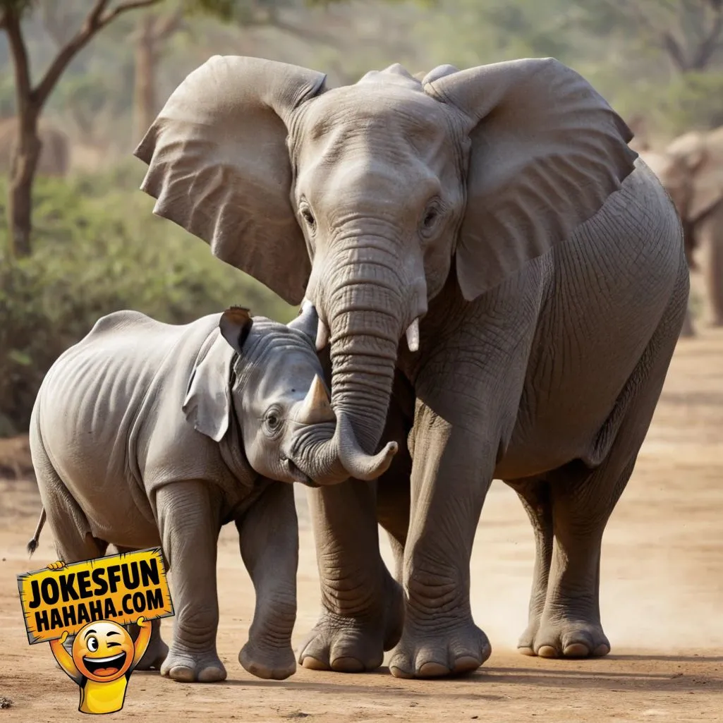 elephant with a rhinoceros